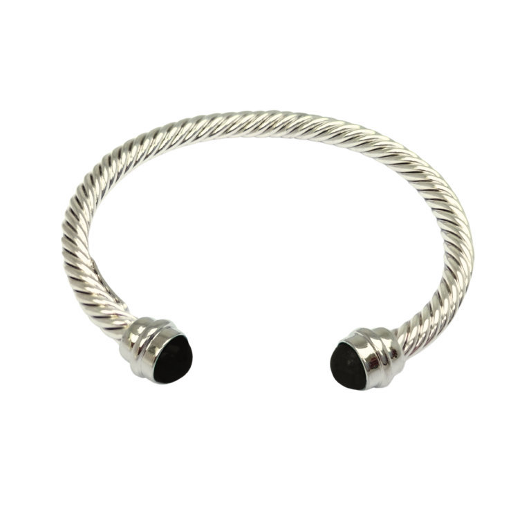 Viking Bracelet with Silver Finish and Semiprecious Stones