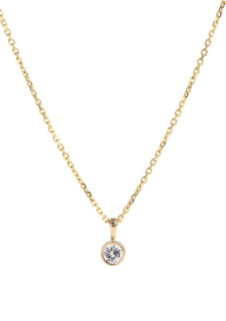 Solitaire Diamond Bezel Necklace