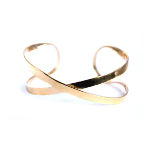 X-Shaped Upper Arm Cuff in Wire, Finished in 14k Gold Plate