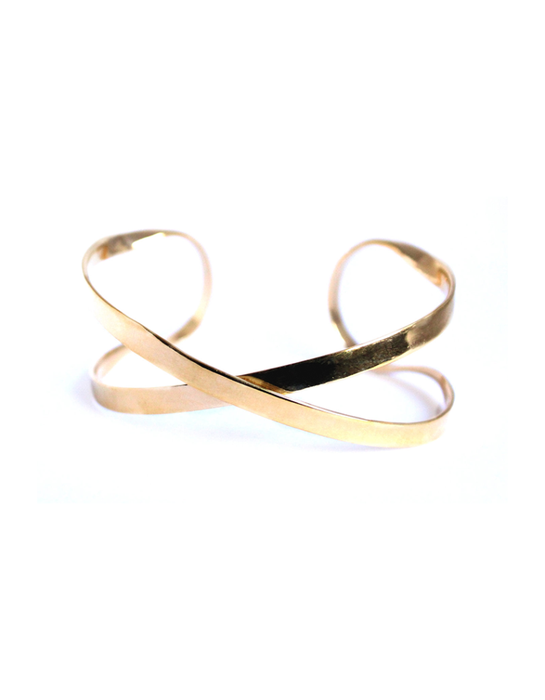 X-Shaped Upper Arm Cuff in Wire, Finished in 14k Gold Plate