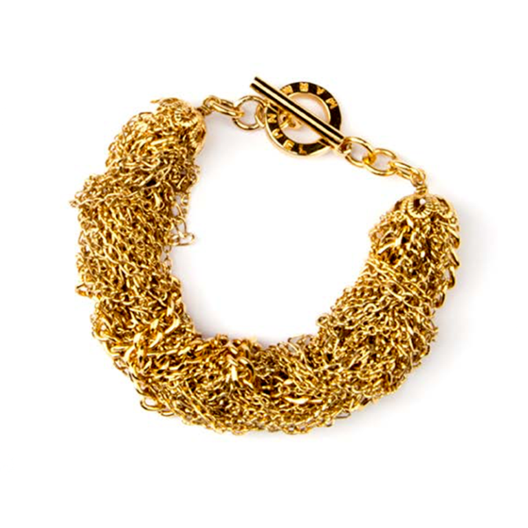 Multi-chain bracelet with 14K gold plating