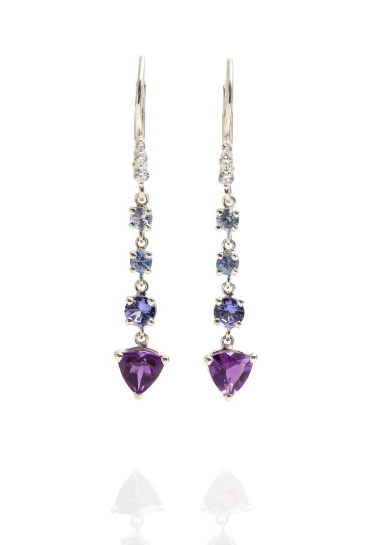 Amethyst & Sapphire Drop Earrings