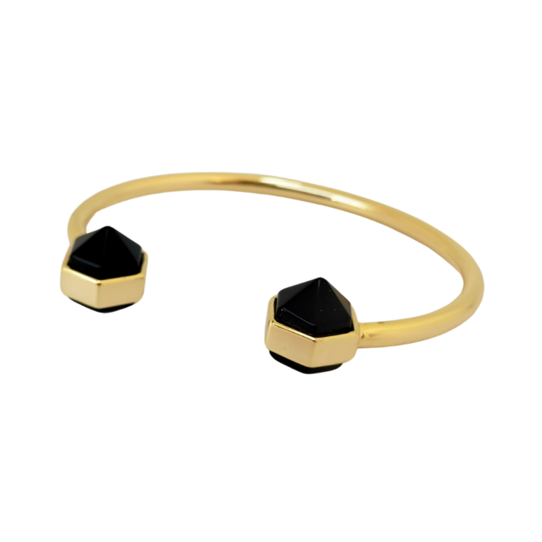 Hard Candy Bracelet with natural stones, finished in 14K gold plating.