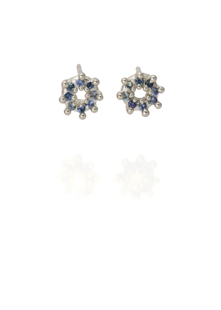 Halo X-Small Blue Sapphire Studs