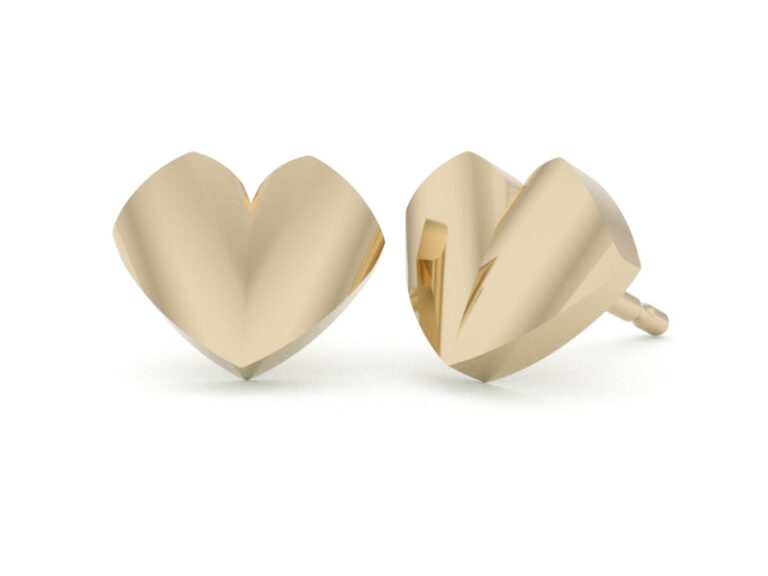 Puff Heart Stud Earrings 14KYG (Price Upon Request)